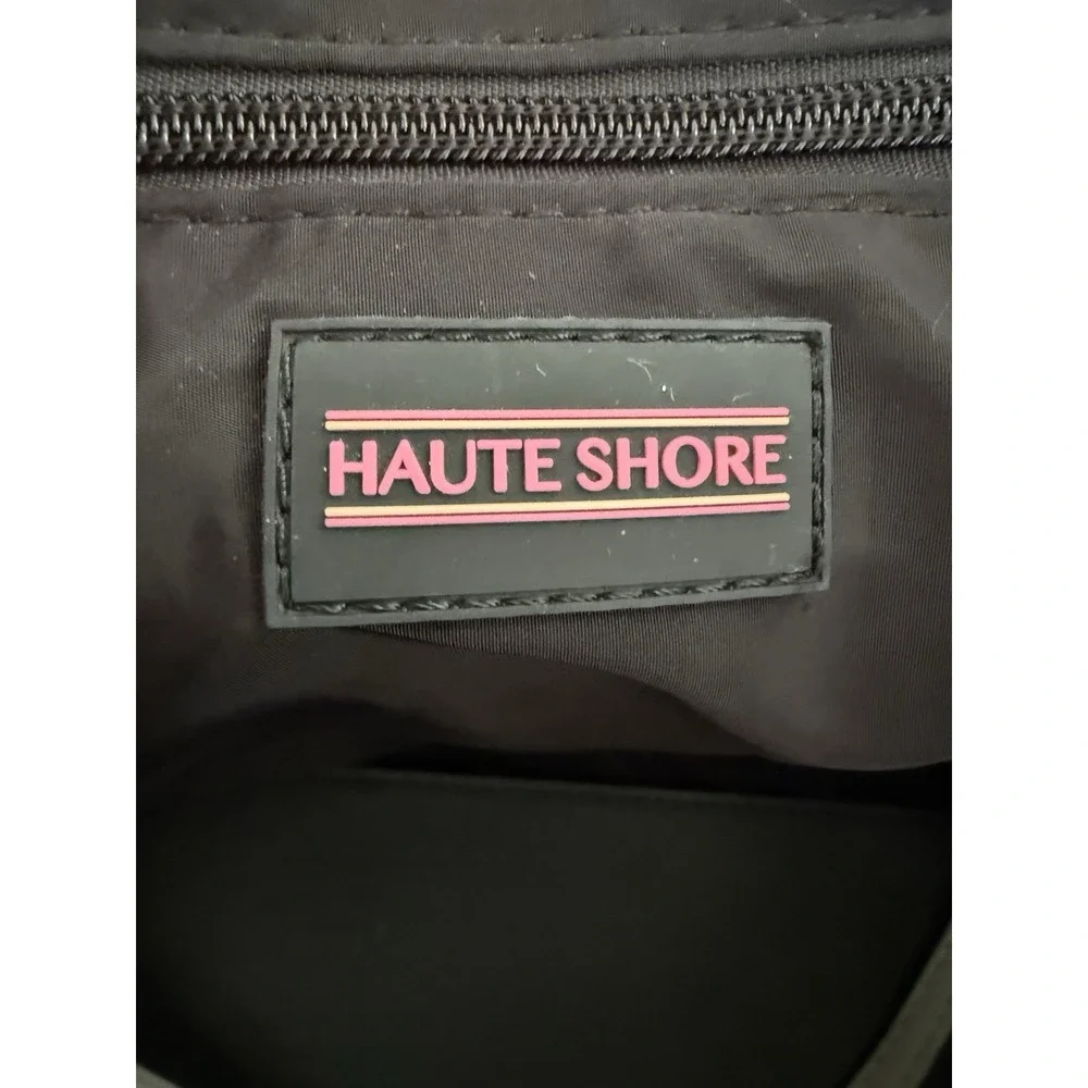 Haute Shore Neoprene Woven Shopper Tote Zip Top Shoulder Bag Gray White - Picture 9 of 16